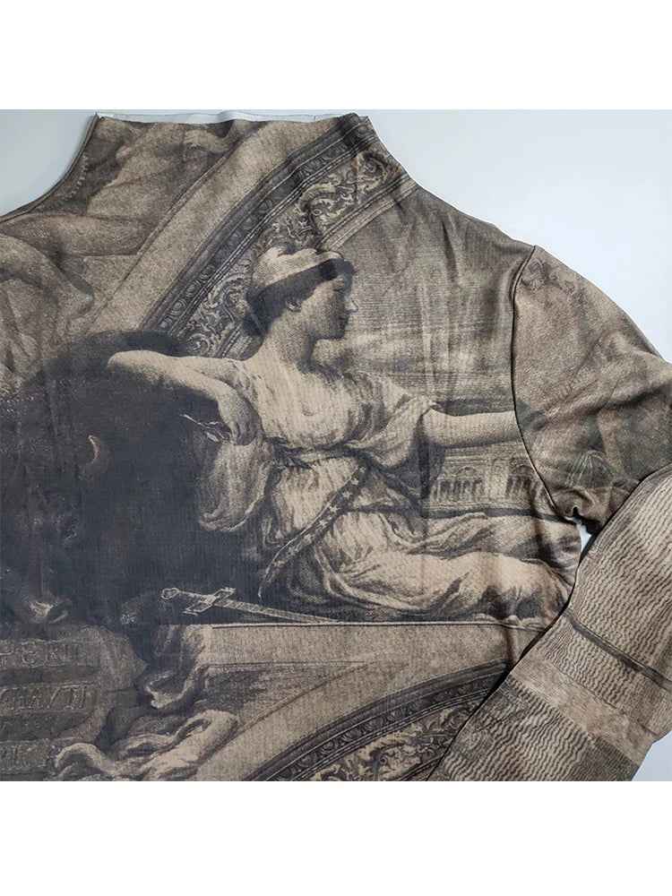 Renaissance Print Vintage Long Sleeve T-shirt