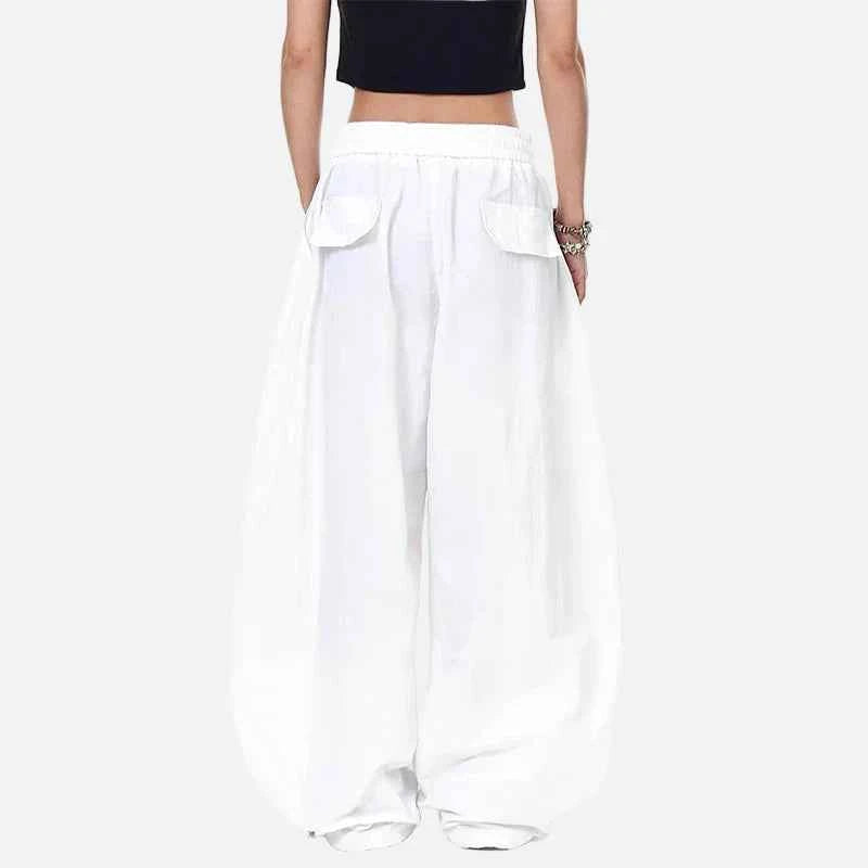 Y2K Oversize Patchwork White Goth Parachute Jogger
