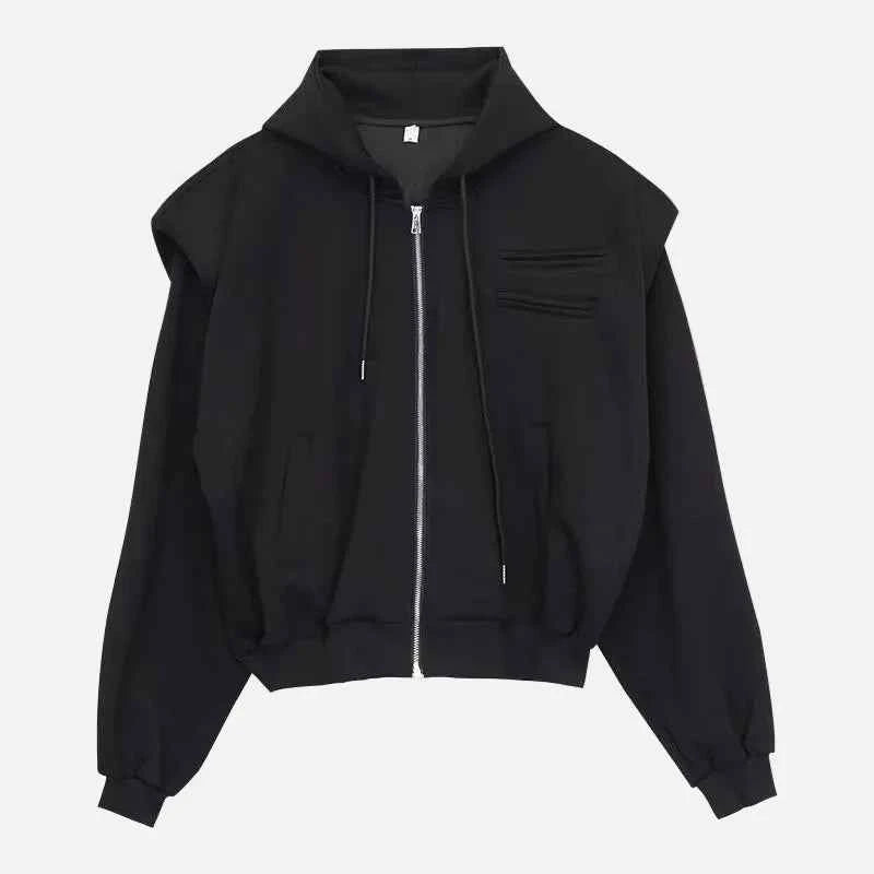 Flexible American Casual Zipper Hooded Sweatshirt