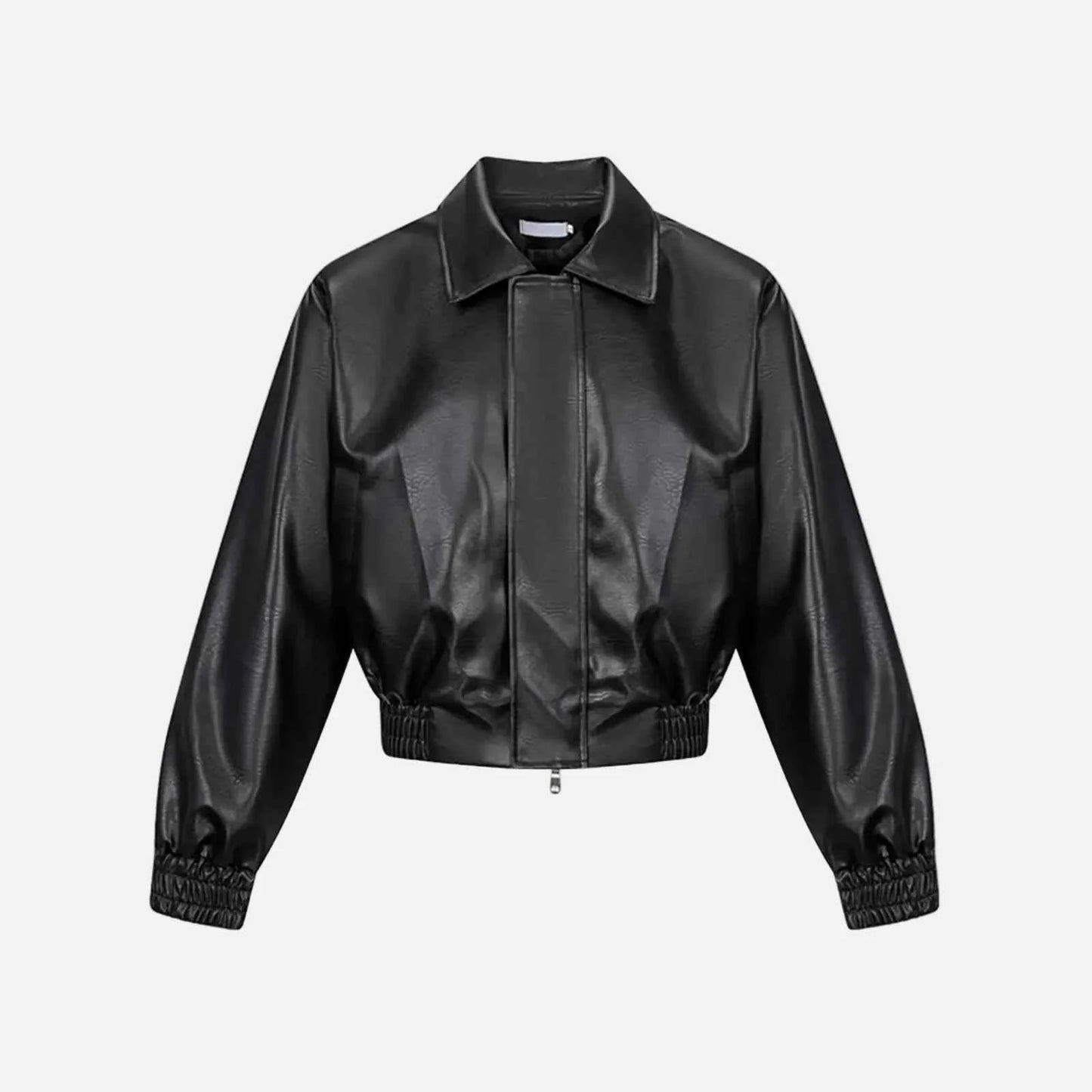 Trendy Loose Zipper PU Leather Motorcycle Jacket