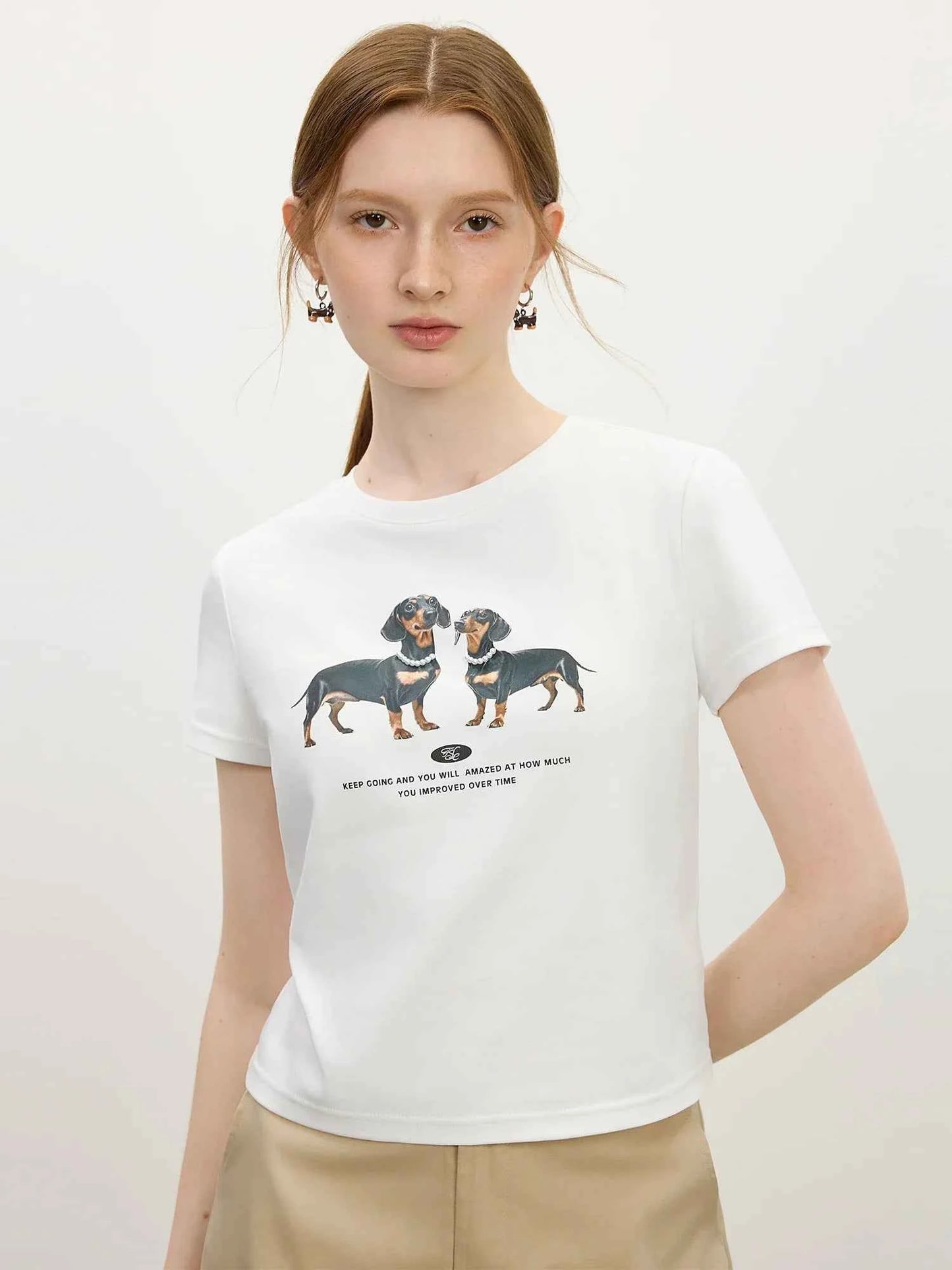 Retro Americana Whimsical Hound Print T-Shirt