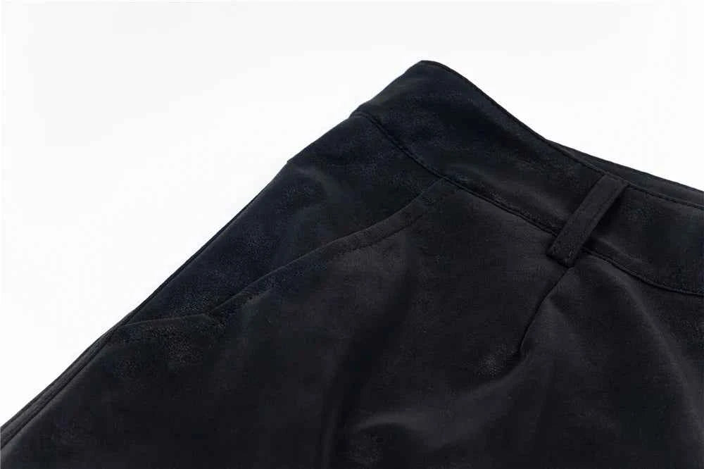 Luxury Designer Wide Leg PU Multi Pocket Pants