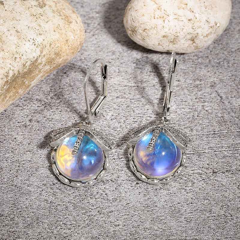 Multicolour Moonstone Dragonfly Earrings