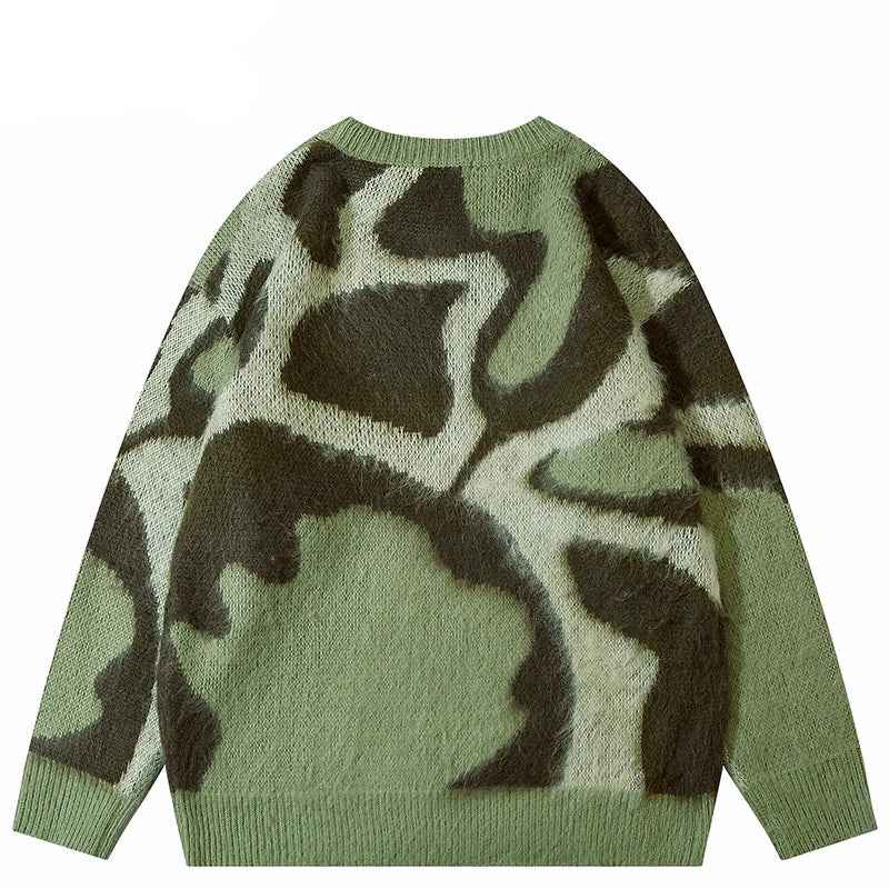 Y2K Durable Retro Abstract Pattern Knitted Sweater