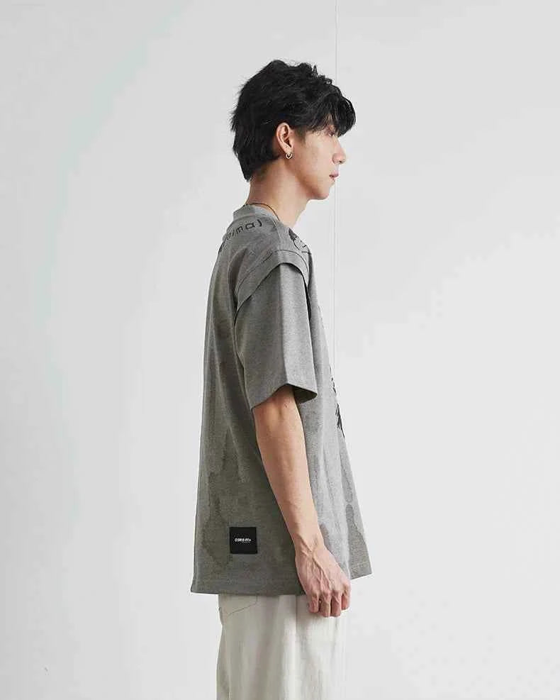 American Casual Comfort Style Foam Print Short T-Shirt