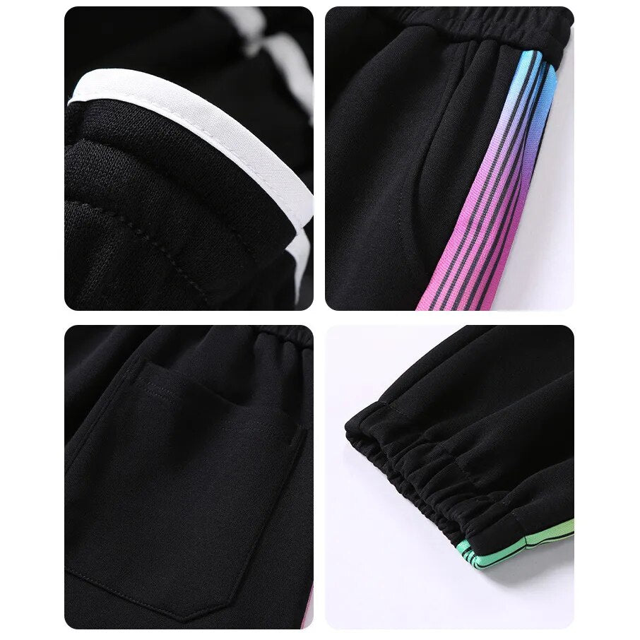Rainbow Color Stripe Jogger Pants