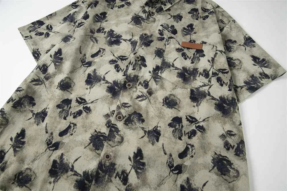 Lightweight Y2K Floral Print Short Sleeve Beach Shirt