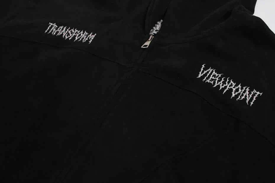 Unique Retro Y2K Patchwork Hooded Sweatshirt