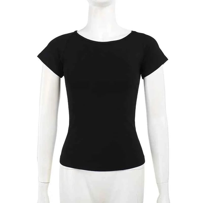 Dark Gothic Sheer Mesh Backless T-Shirt