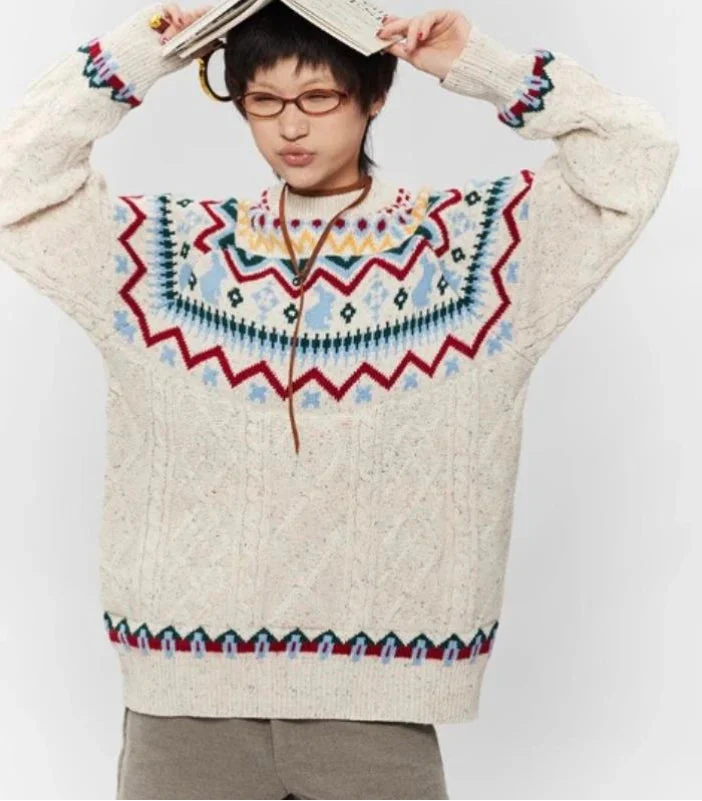 Vintage Trendy Japanese Style Knit Sweater - Luxuryurbanwear
