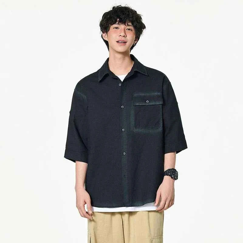Cloud-Soft Contrast Lapel Casual Shirt
