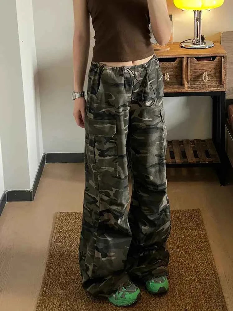 Women Vintage Loose Camouflage Cargo Pants