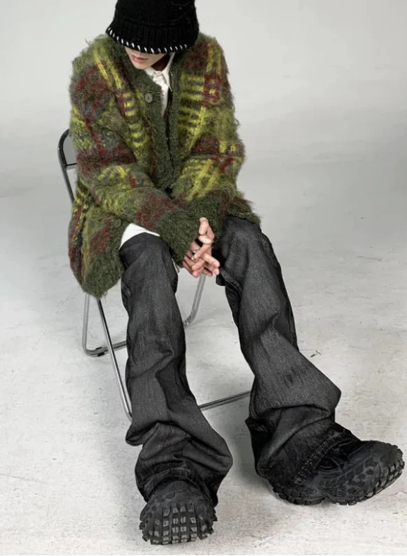 Oversize Striped Green Vintage Cardigan - Luxuryurbanwear