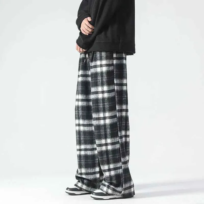 Autumn Fashionable Plaid Wide Leg Sweatpants