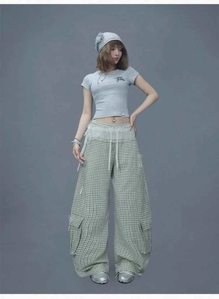 Apricot Pearl Check Dance Pants