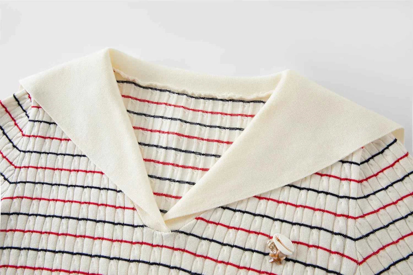 Streetwear Navy Striped Energetic Summer Knit T-Shirt