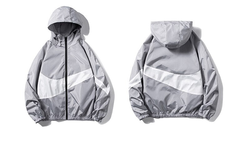 Horizontal Broad Stripe Zipper Hoodie