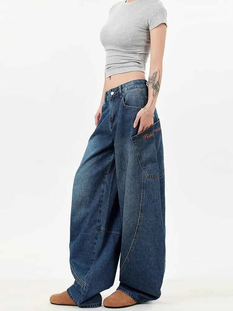 Straight & Sleek Deep Blue Curved Knife Cargo Jeans