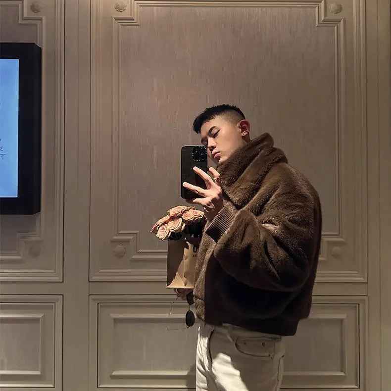 Men Warm Fleece Fur Winter Jacket