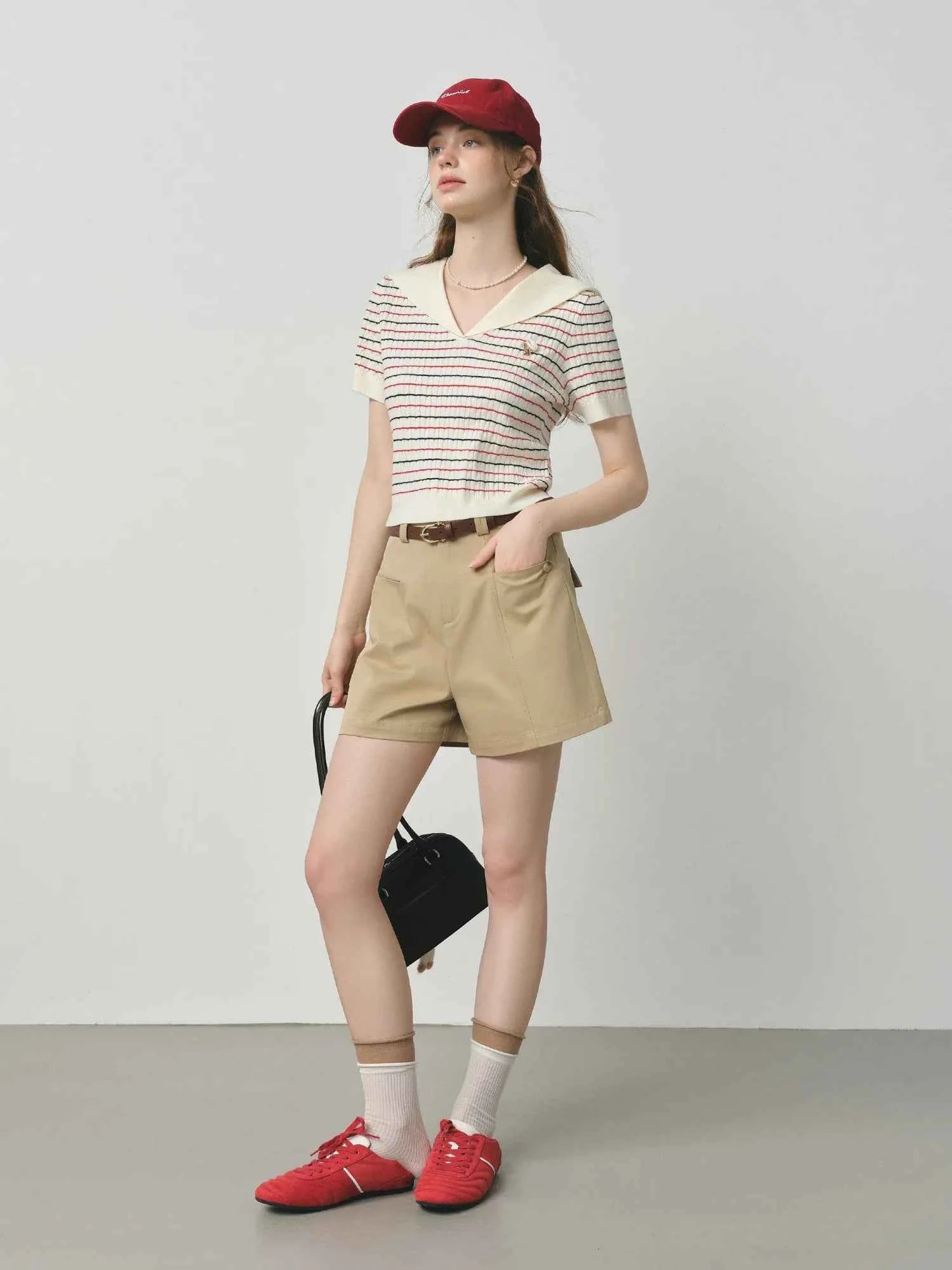 Streetwear Navy Striped Energetic Summer Knit T-Shirt