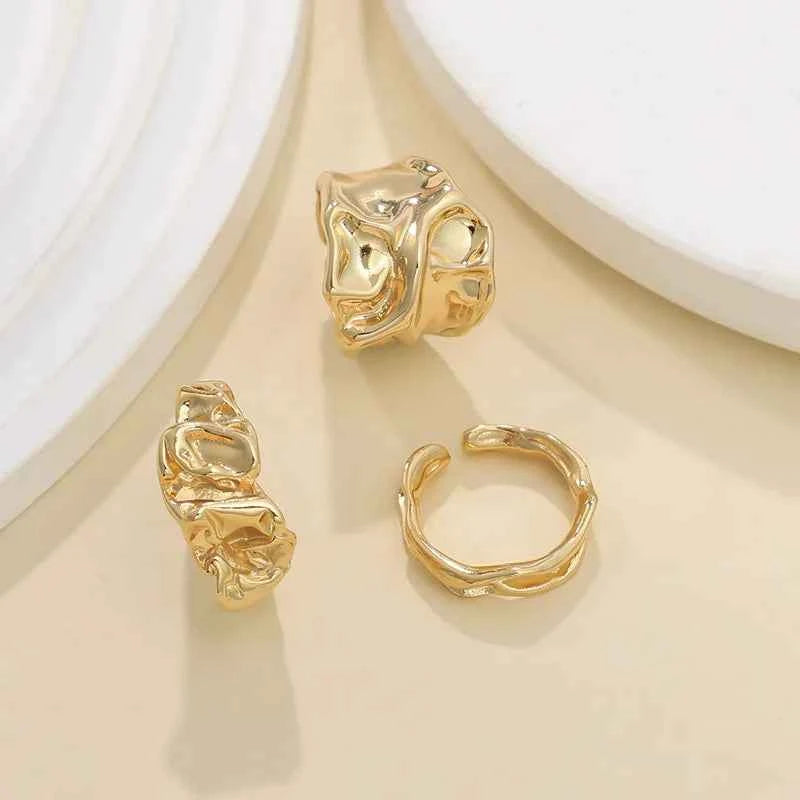 Y2K Vintage Irregular Pleated Open Ring