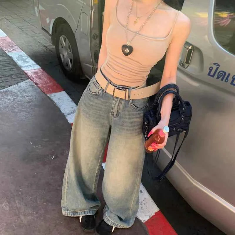 Y2K Cozy Blue Retro Wide Leg Jeans