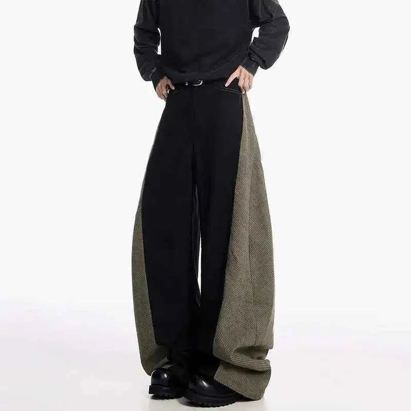Elegant Black Contrast Loose Fit Jeans