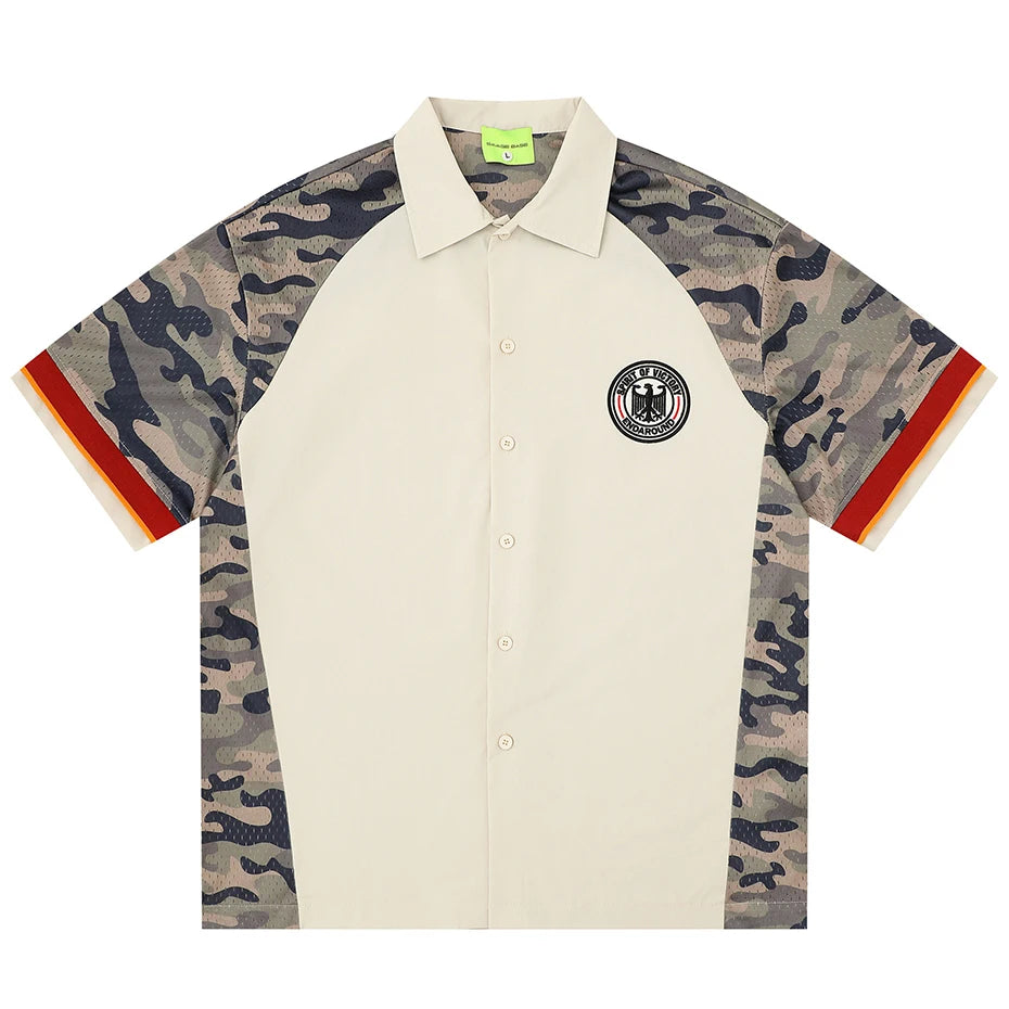 Camouflage Patchwork Streetwear Shirts