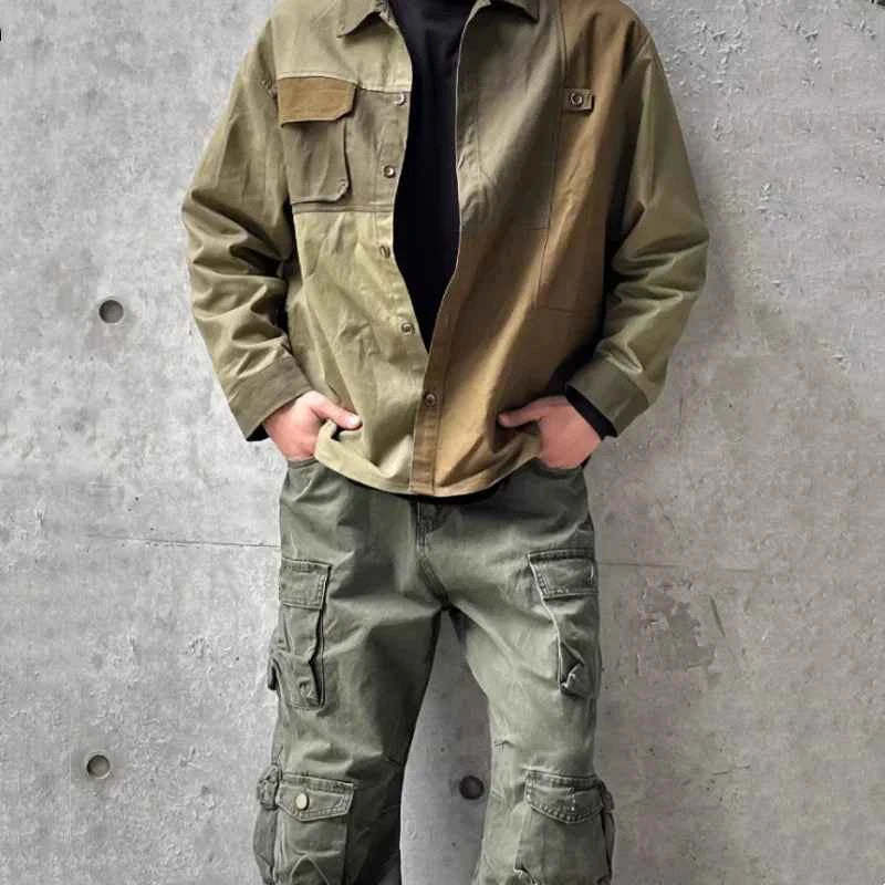 Y2k Streetwear Patchwork Design Techwear Shirt
