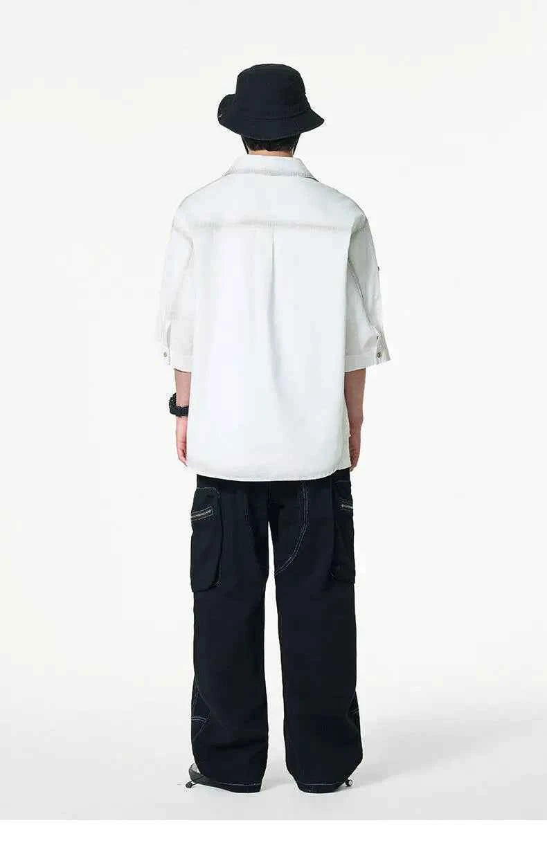 Cloud-Soft Contrast Lapel Casual Shirt
