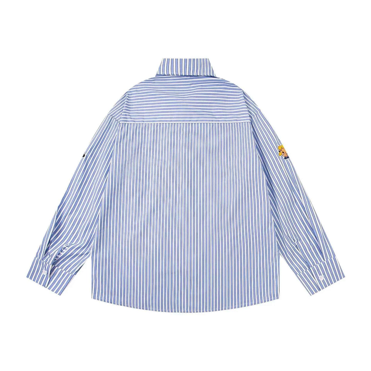 Durable Striped Autumn Letter Embroidered Casual Shirt