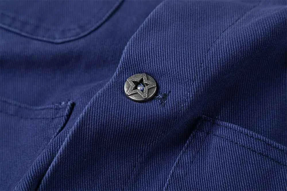 Retro Turn-Down Leather Collar Multi Pocket Jacket