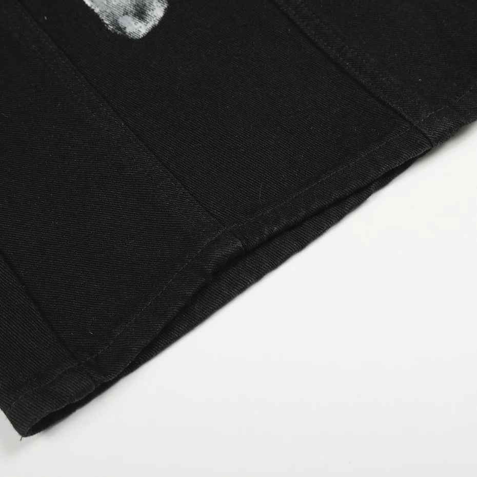 Streetwear Black Diamond Star Patchwork Wide Leg Jeans