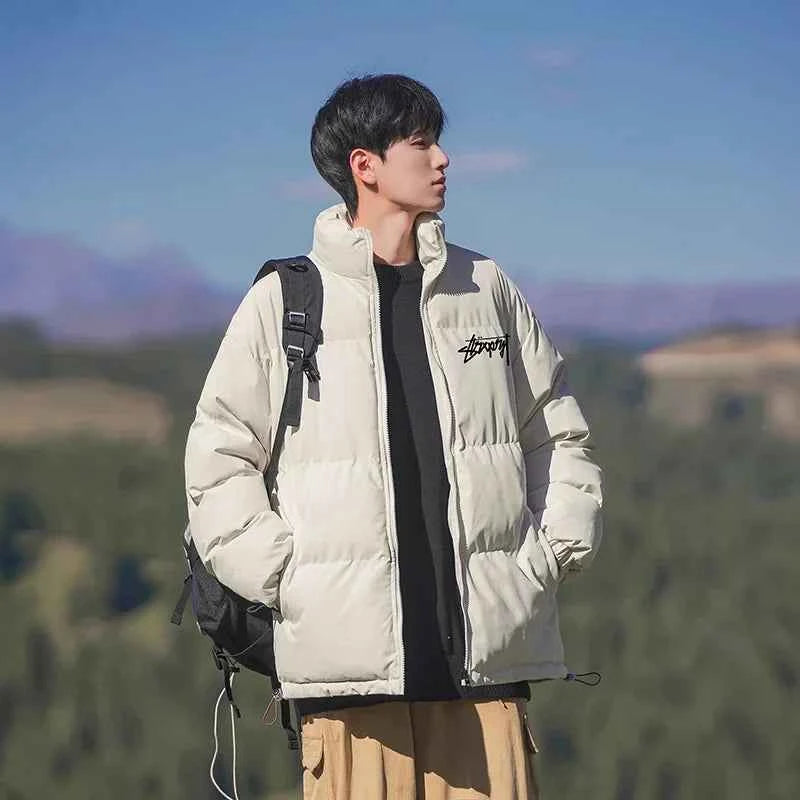 Streetwear Thicken Solid Stand Collar Puffer Jacket