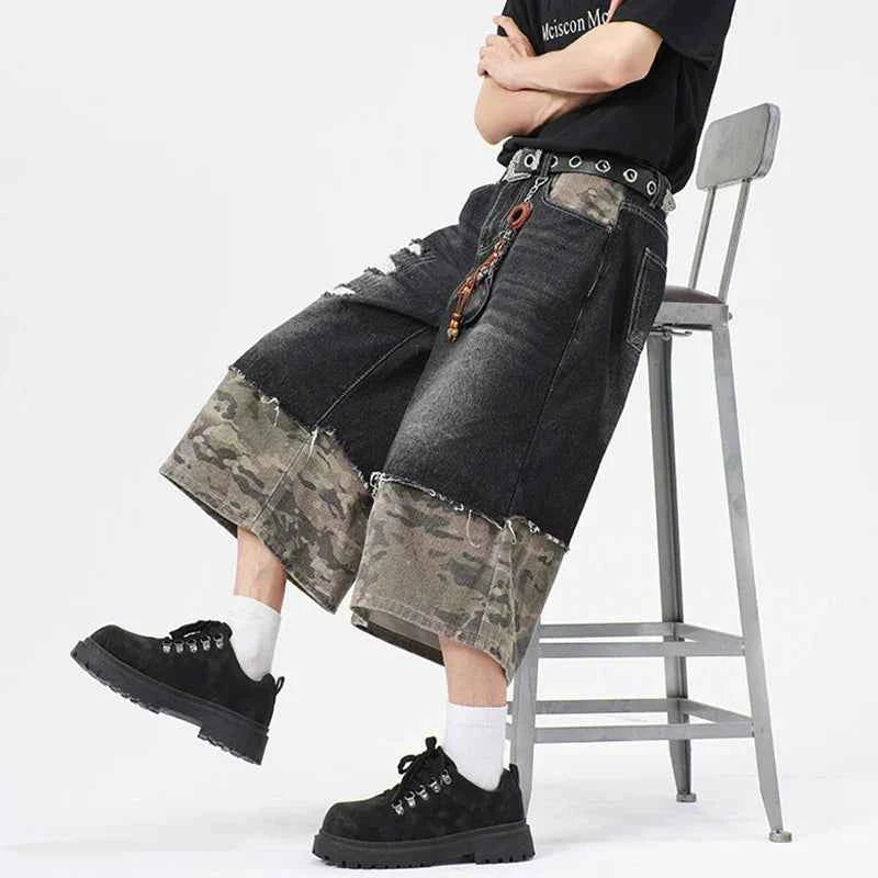 Trendy Camouflage Printed Loose Cropped Jorts