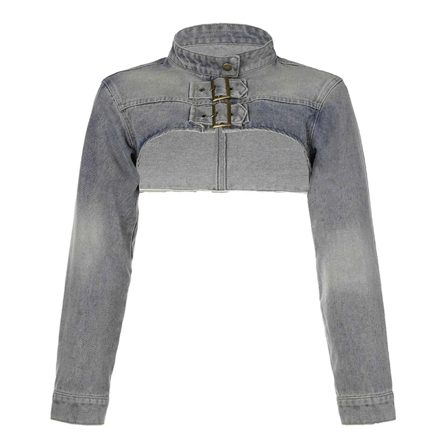 Oversized Vintage Washed Denim Cropped Jacket