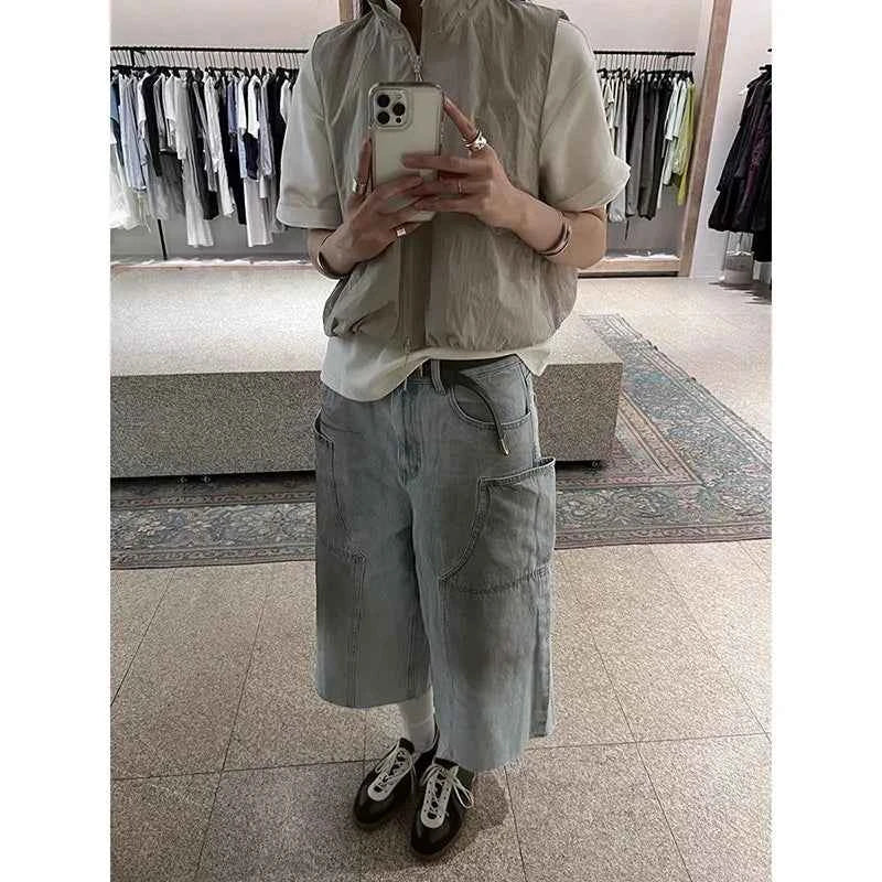 Streetwear Vintage American Style Loose Fit Denim Jorts
