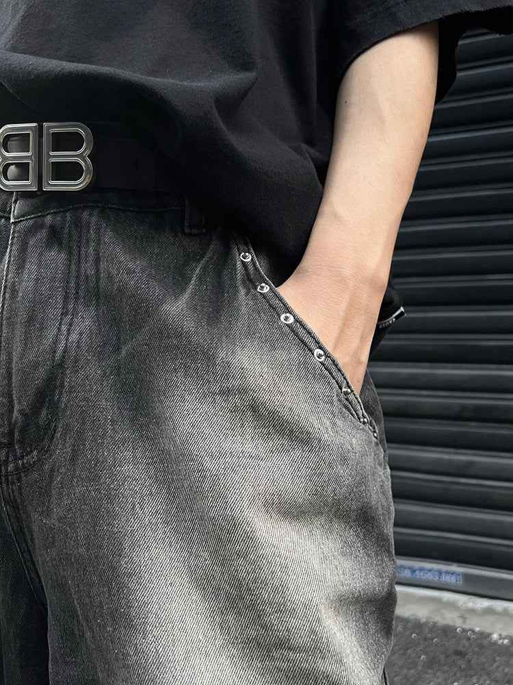 Gradient Rugged Look Washed Denim Jorts