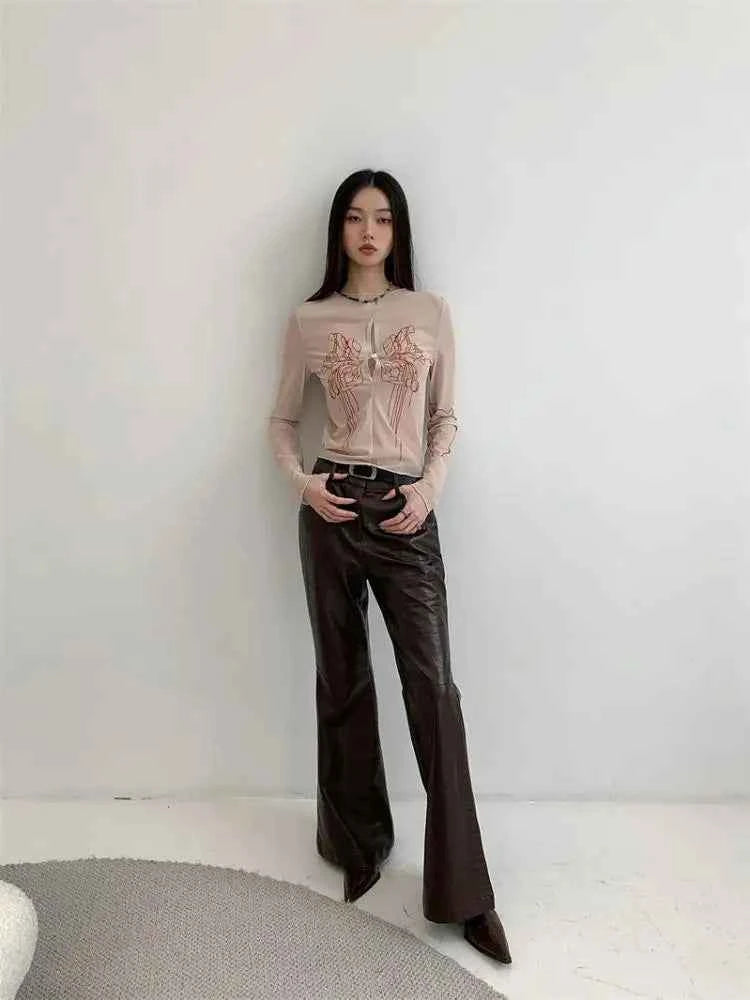Women Reversible Mesh Sleeve T-Shirt