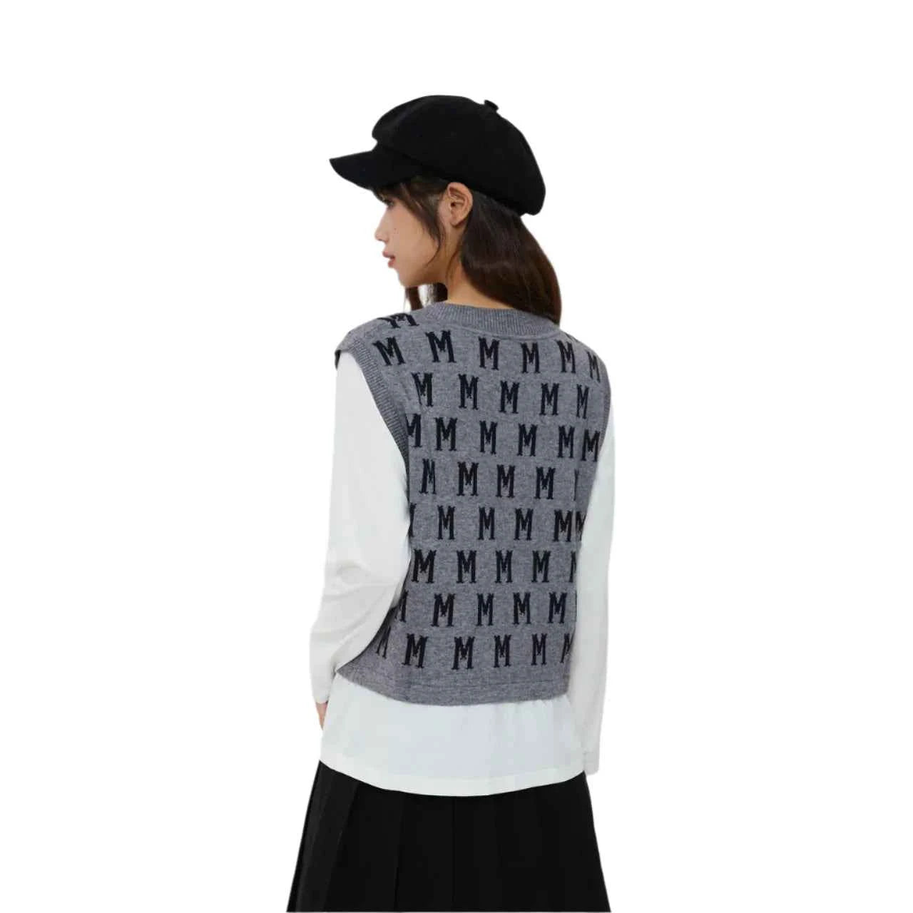 Women Cozy V-Neck Woolen Vest Sweater