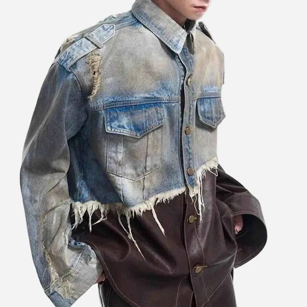Versatile Patchwork Denim & Leather Jacket