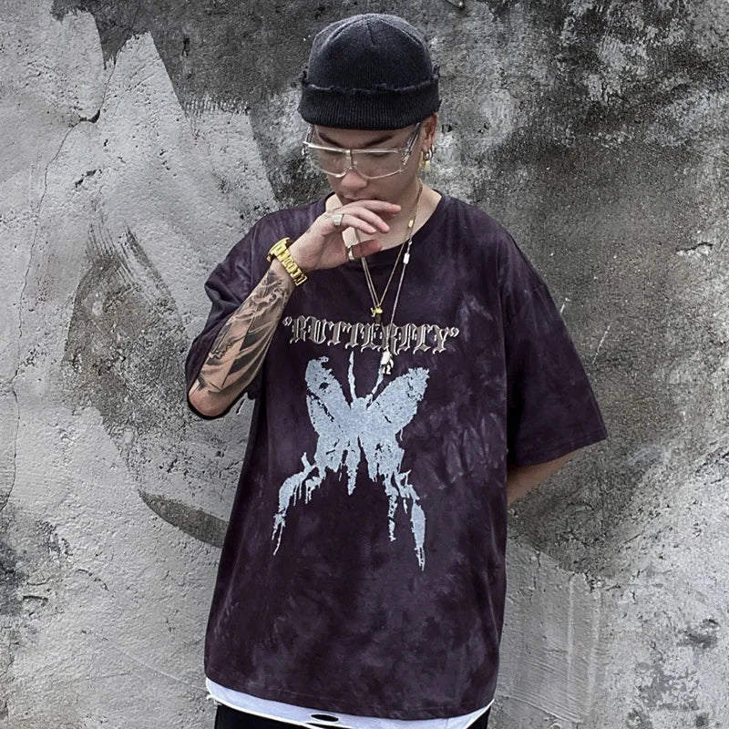 Tie Die Butterfly Graphic Loose T-Shirt