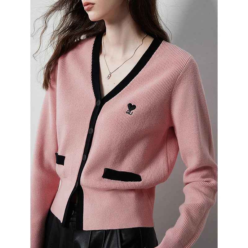 V-Neck Slim Waist Knitted Cardigan
