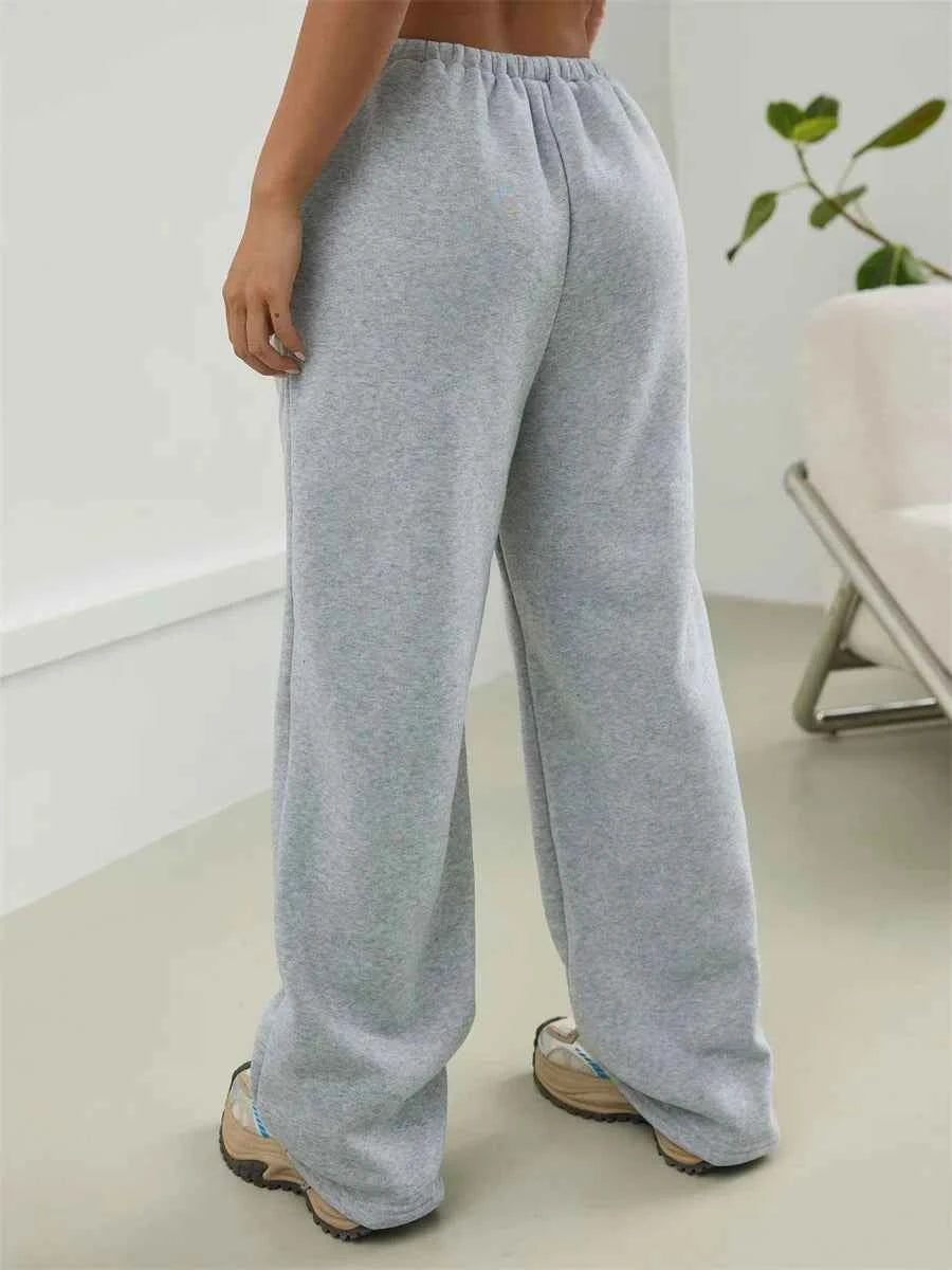 Women Solid Drawstring Baggy Sweatpants