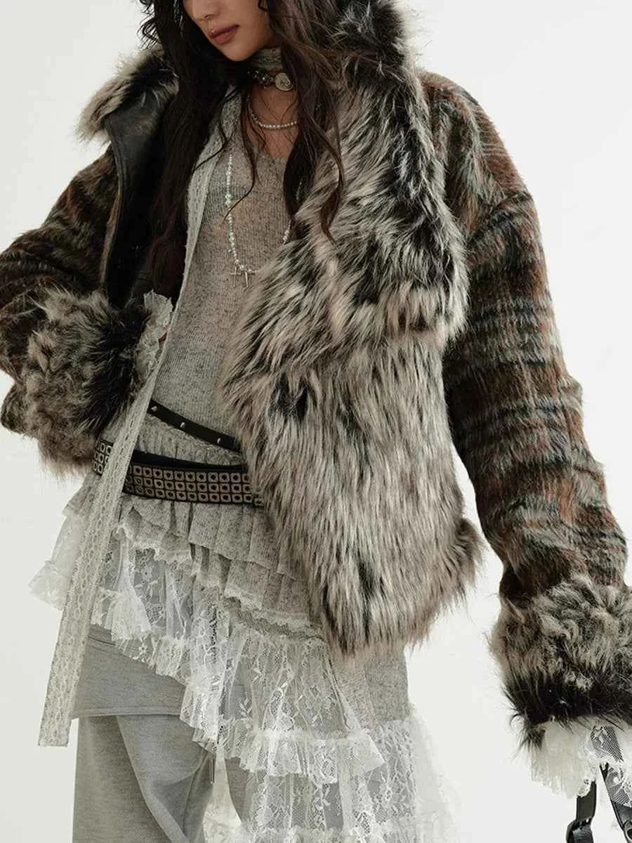 Women Retro Essential Chic Solid Fur Jacket