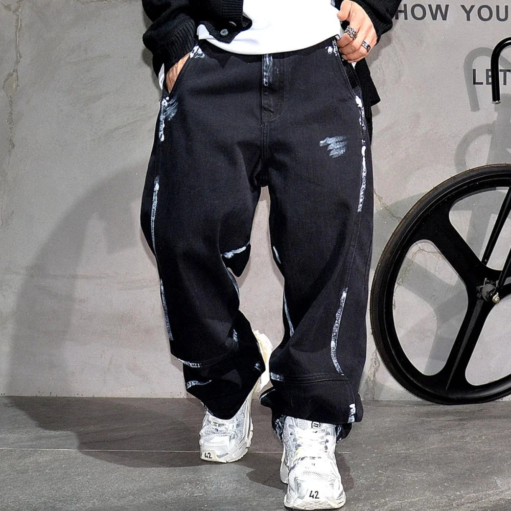Ebony Black Splash Paint Style Pants