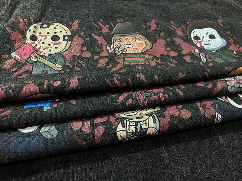 Insulated Oversized Washed Funny Cartoon Killers T-Shirt