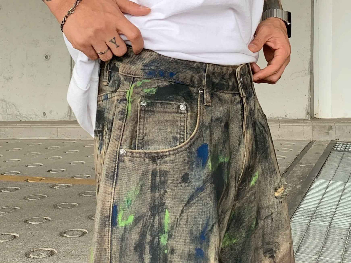 Streetwear High End Loose Straight Graffiti Jeans