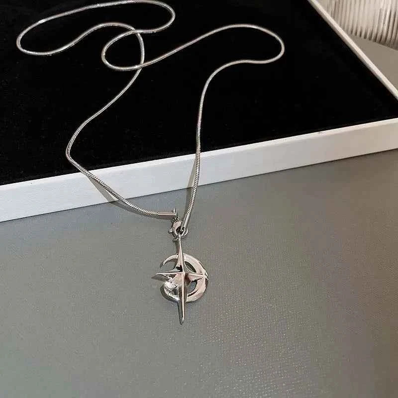 Y2K Crystal Star Pendants Necklace