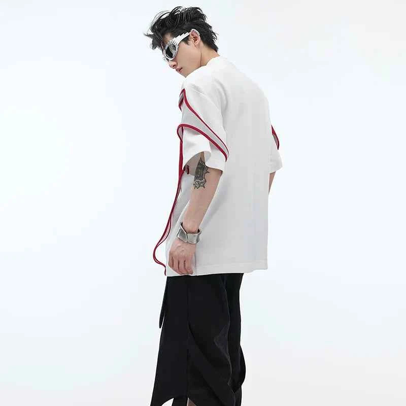 Men Streetwear Color Contrast Splicing Design T-Shirt